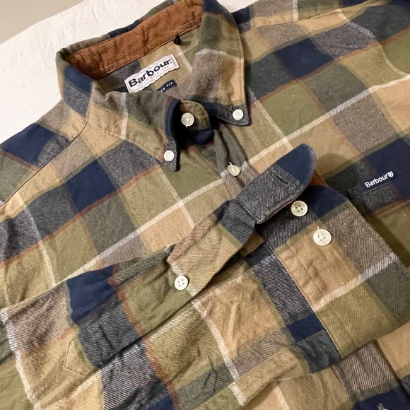 Barbour Mens XL Tailored Fit Button Down Long Sleeve Plaid Flannel Shirt - Picture 1 of 7